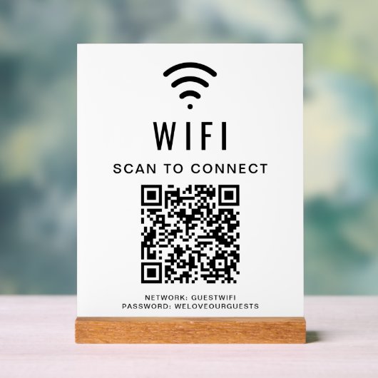 WiFi QR-codeaftasten om wit te verbinden Acryl Bord (Neutraal)