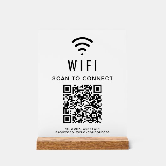 WiFi QR-codeaftasten om wit te verbinden Acryl Bord (Voorkant)