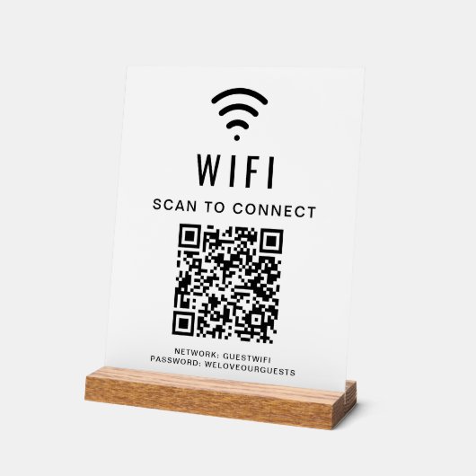 WiFi QR-codeaftasten om wit te verbinden Acryl Bord (Hoek)