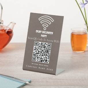 WiFi QR-codescan om lichte koffie aan te sluiten Reclamebord Met Voetstuk