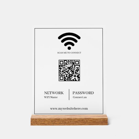 WiFi QR-netwerk acryl bord (Voorkant)