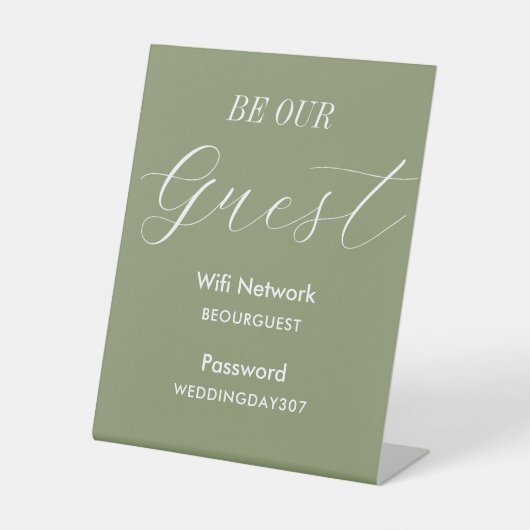 WiFi Sage Green is ons gasthuwelijk Reclamebord Met Voetstuk (Voorkant)