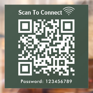 WiFi Scan om wachtwoord QR Code Forest Green te ve Raamsticker