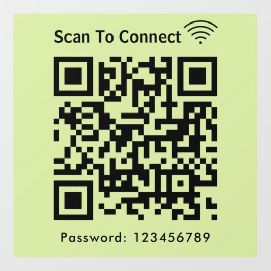 WiFi Scan om wachtwoord QR code Lime Green te verb Raamsticker (Vel)