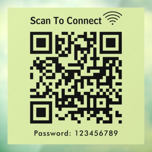 WiFi Scan om wachtwoord QR code Lime Green te verb Raamsticker (Vel 3)