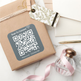 WiFi Scan om wachtwoord QR Code Navy te verbinden Vierkante Sticker