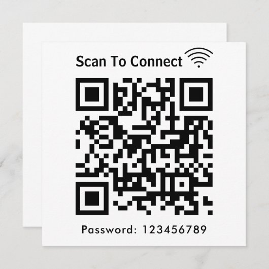 WiFi Scan om wachtwoord QR code wit aan te sluiten Kaart (Voorkant / Achterkant)