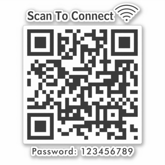 WiFi Scan om wachtwoord QR code wit aan te sluiten Sticker (Voorkant)