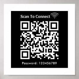 WiFi Scan om wachtwoord QR code zwart aan te sluit Poster