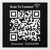 WiFi Scan om wachtwoord QR code zwart aan te sluit Raamsticker (Vel)