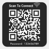 WiFi Scan om wachtwoord QR code zwart aan te sluit Vierkante Sticker (Voorkant)
