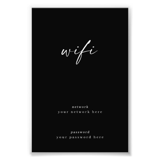 Wifi Sign. for Guest Room 4x6 Framable Foto Afdruk (Voorkant)
