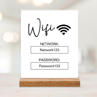 WiFi-teken WiFi-wachtwoord Wit Acryl Tafelteken Acryl Bord