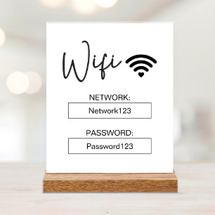 Wifi-teken Wifi-wachtwoord Witte Acryl Tafelkaart  Bord