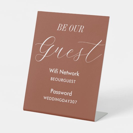 WiFi Terracotta is onze gastvrouw bruin Reclamebord Met Voetstuk (Voorkant)