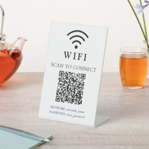Wifi-wachtwoord & bedrijfslogo en QR-code Reclamebord Met Voetstuk
