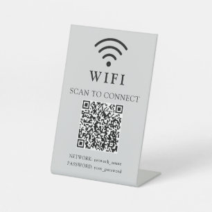Wifi-wachtwoord & bedrijfslogo en QR-code Reclamebord Met Voetstuk