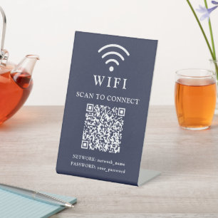 Wifi-wachtwoord & bedrijfslogo en QR-code Reclamebord Met Voetstuk