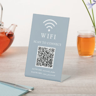 Wifi-wachtwoord & bedrijfslogo en QR-code Reclamebord Met Voetstuk