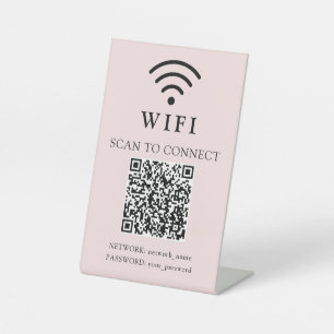 Wifi-wachtwoord & bedrijfslogo en QR-code Reclamebord Met Voetstuk