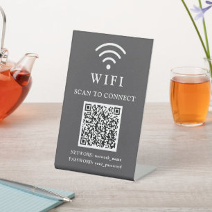 Wifi-wachtwoord & bedrijfslogo en QR-code Reclamebord Met Voetstuk