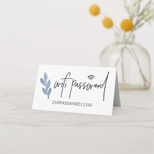WiFi Wachtwoord Blauw Waterverf Bladwijzer Plaatskaartje (Achterkant)