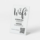 WiFi Wachtwoord Code Gold Business Logo QR Code Pe Reclamebord Met Voetstuk (Voorkant)