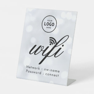 WiFi Wachtwoord Code Zakelijk Logo Blauw Reclamebord Met Voetstuk