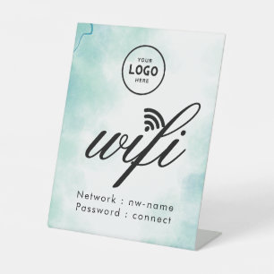 WiFi Wachtwoord Code Zakelijk Logo Blauw Reclamebord Met Voetstuk