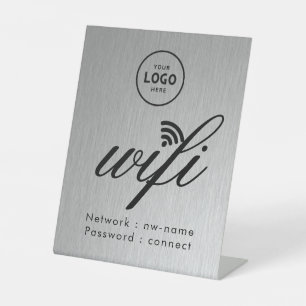 WiFi Wachtwoord Code Zakelijk Logo Blauw Reclamebord Met Voetstuk