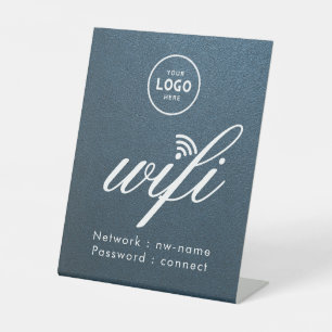 WiFi Wachtwoord Code Zakelijk Logo Blauw  Reclamebord Met Voetstuk