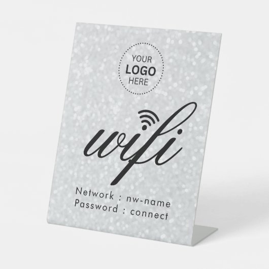 WiFi Wachtwoord Code Zakelijk Logo Reclamebord Met Voetstuk (Voorkant)