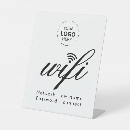 WiFi Wachtwoord Code Zakelijk Logo Reclamebord Met Voetstuk (Voorkant)