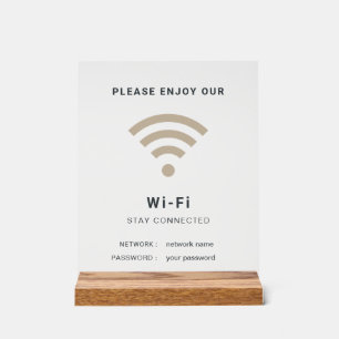 Wifi-wachtwoord en gepersonaliseerd netwerk acryl bord