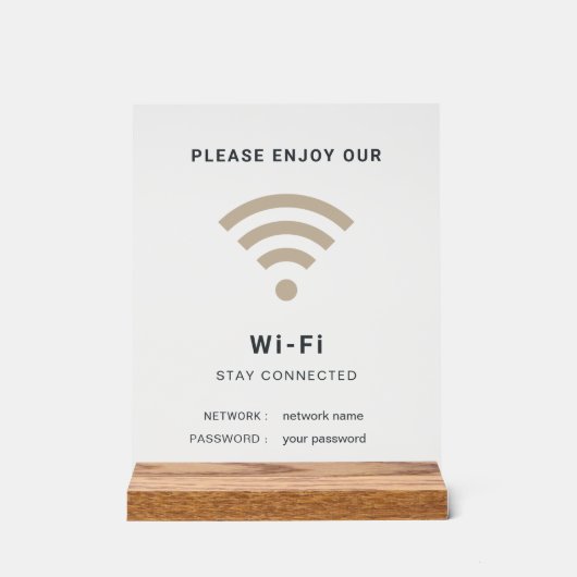 Wifi-wachtwoord en gepersonaliseerd netwerk acryl bord (Voorkant)