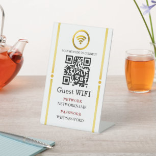 Wifi-wachtwoord en gepersonaliseerd netwerk  reclamebord met voetstuk