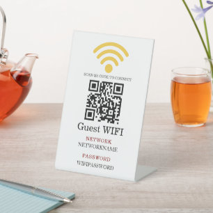 Wifi-wachtwoord en gepersonaliseerd netwerk  reclamebord met voetstuk