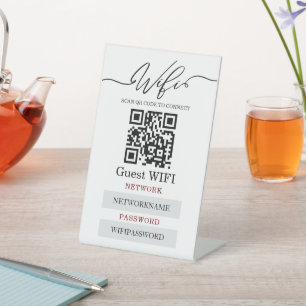 Wifi-wachtwoord en gepersonaliseerd netwerk  reclamebord met voetstuk