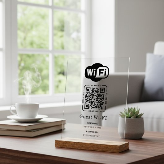 Wifi-wachtwoord en gepersonaliseerde QR-code voor Acryl Bord
