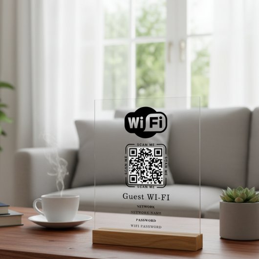 Wifi-wachtwoord en gepersonaliseerde QR-code voor Acryl Bord