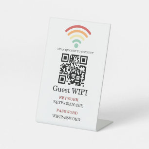 Wifi-wachtwoord en netwerk gepersonaliseerd  reclamebord met voetstuk