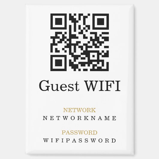 Wifi Wachtwoord en Netwerk Gepersonaliseerde QR Co Magneet (Voorkant)