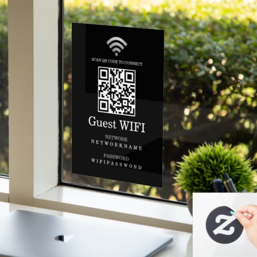 Wifi Wachtwoord en Netwerk Gepersonaliseerde QR Co Raamsticker (Kantoor)