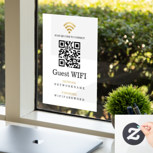 Wifi Wachtwoord en Netwerk Gepersonaliseerde QR Co Raamsticker (Kantoor)