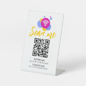 Wifi Wachtwoord en Netwerk Gepersonaliseerde QR Co Reclamebord Met Voetstuk (Voorkant)
