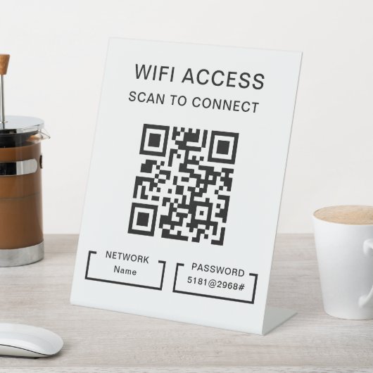 WiFi-wachtwoord en netwerk gepersonaliseerde QR-co Reclamebord Met Voetstuk (Insitu)