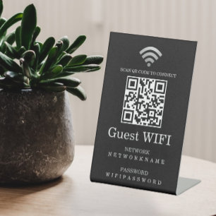 Wifi Wachtwoord en Netwerk Gepersonaliseerde QR Co Reclamebord Met Voetstuk