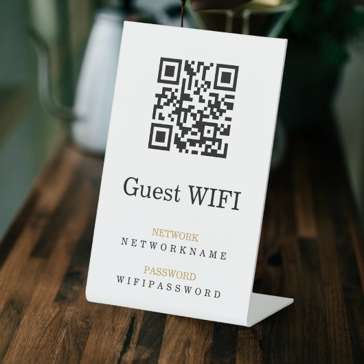 Wifi Wachtwoord en Netwerk Gepersonaliseerde QR Co Reclamebord Met Voetstuk