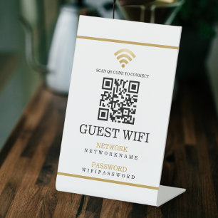 Wifi Wachtwoord en Netwerk Gepersonaliseerde QR Co Reclamebord Met Voetstuk