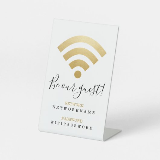 Wifi wachtwoord en netwerk op maat reclamebord met voetstuk (Voorkant)